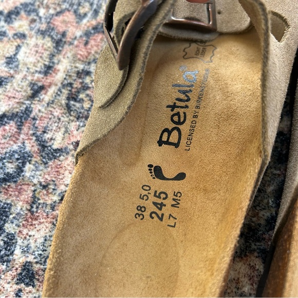 Birkenstock Betula Arizona Double Strap Taupe Tan Suede Sandals Size 7 / 38 EU - Picture 9 of 12